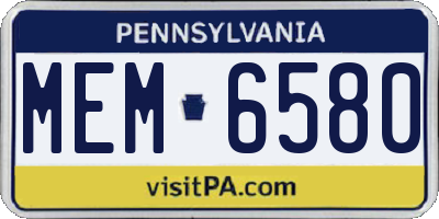 PA license plate MEM6580