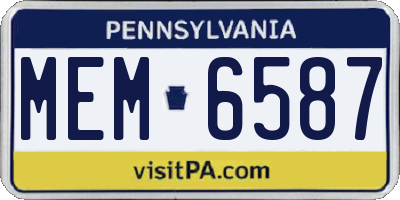 PA license plate MEM6587