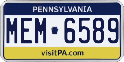 PA license plate MEM6589