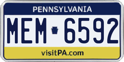 PA license plate MEM6592
