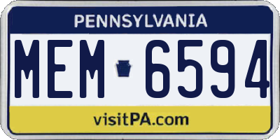 PA license plate MEM6594