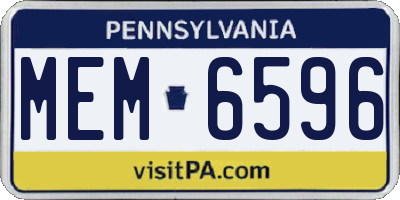 PA license plate MEM6596