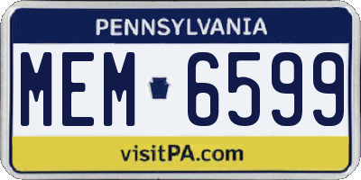 PA license plate MEM6599