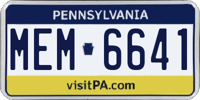 PA license plate MEM6641