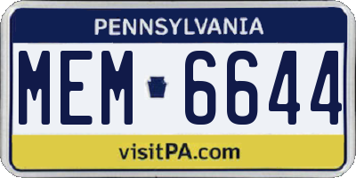 PA license plate MEM6644