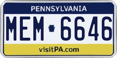 PA license plate MEM6646