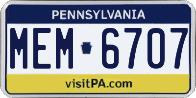 PA license plate MEM6707
