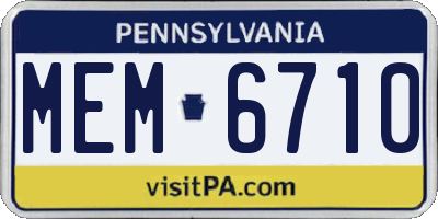 PA license plate MEM6710