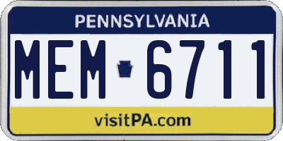 PA license plate MEM6711