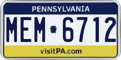 PA license plate MEM6712