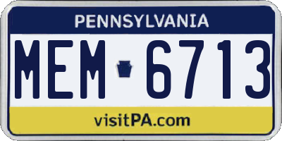 PA license plate MEM6713