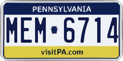 PA license plate MEM6714