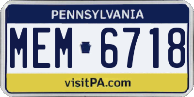 PA license plate MEM6718