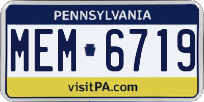 PA license plate MEM6719