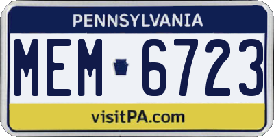 PA license plate MEM6723