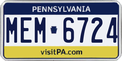 PA license plate MEM6724