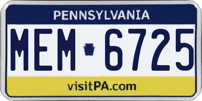 PA license plate MEM6725