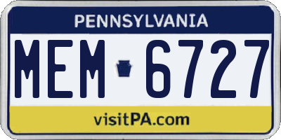 PA license plate MEM6727