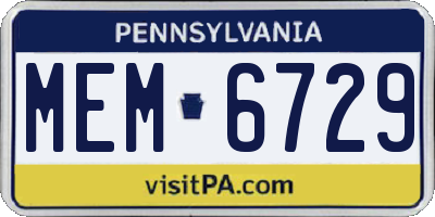 PA license plate MEM6729