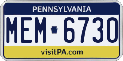 PA license plate MEM6730