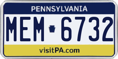 PA license plate MEM6732