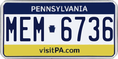 PA license plate MEM6736