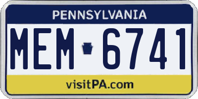 PA license plate MEM6741