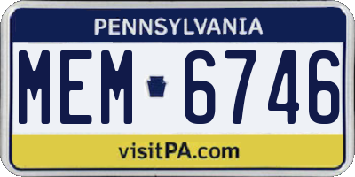 PA license plate MEM6746