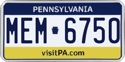 PA license plate MEM6750