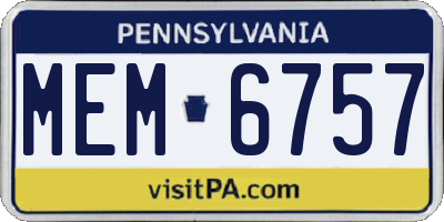 PA license plate MEM6757