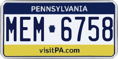 PA license plate MEM6758