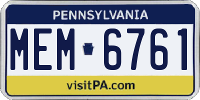 PA license plate MEM6761