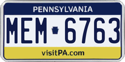 PA license plate MEM6763
