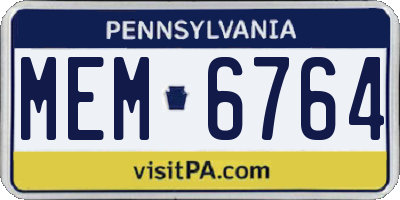 PA license plate MEM6764
