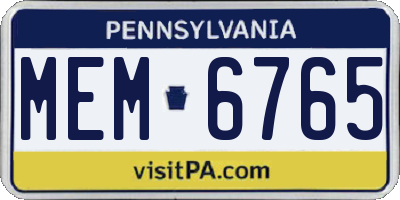 PA license plate MEM6765