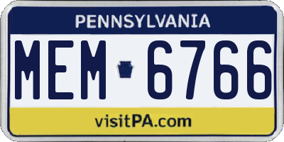 PA license plate MEM6766