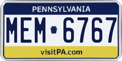 PA license plate MEM6767