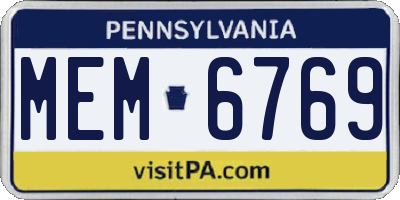 PA license plate MEM6769