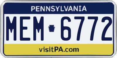 PA license plate MEM6772