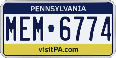 PA license plate MEM6774