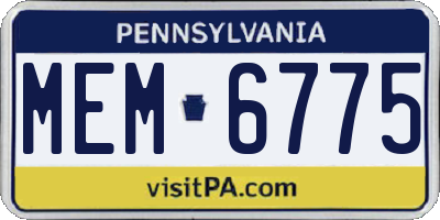 PA license plate MEM6775