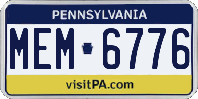 PA license plate MEM6776