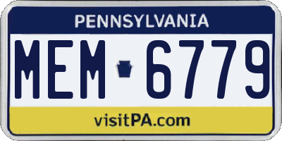 PA license plate MEM6779