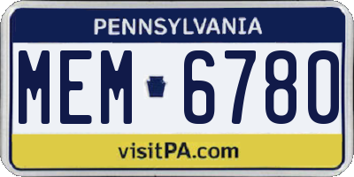 PA license plate MEM6780