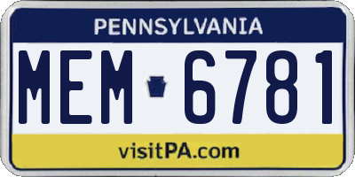 PA license plate MEM6781