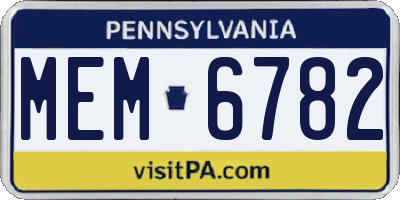 PA license plate MEM6782