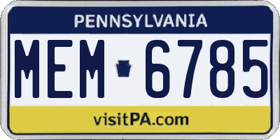 PA license plate MEM6785