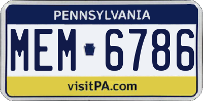 PA license plate MEM6786