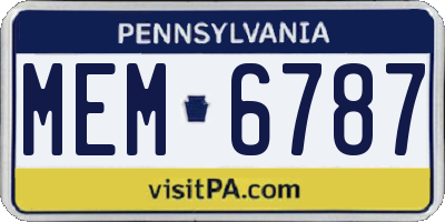 PA license plate MEM6787