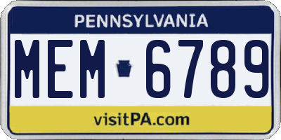 PA license plate MEM6789
